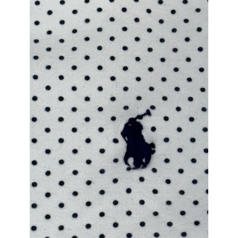 Polo Ralph Lauren Mens White Navy Polka Dot Classic Fit Cotton Polo Shirt L - Picture 3 of 8